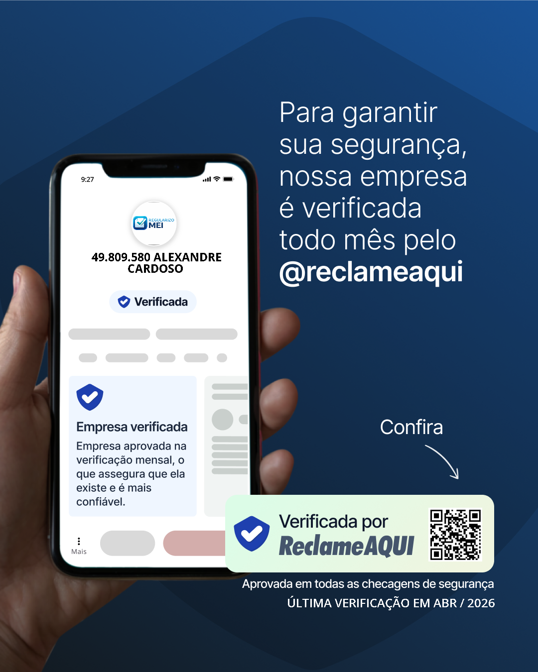 Empresa verificada no Reclame Aqui